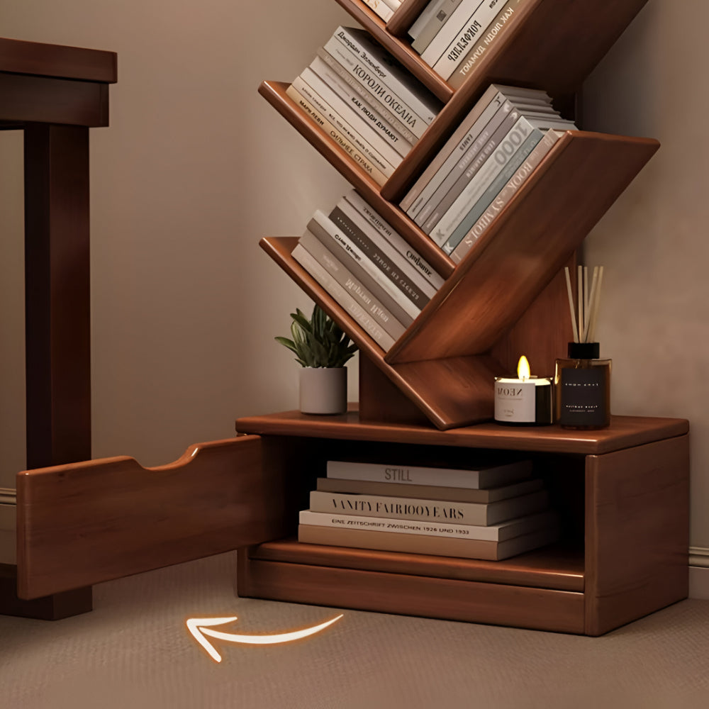 Boekenkast Hout Vrijstaand Boomvorm Zigzag Planken Woonkamer Kast