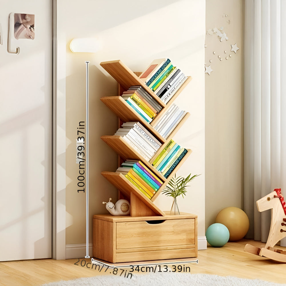 Boekenkast Hout Vrijstaand Boomvorm Zigzag Planken Woonkamer Kast