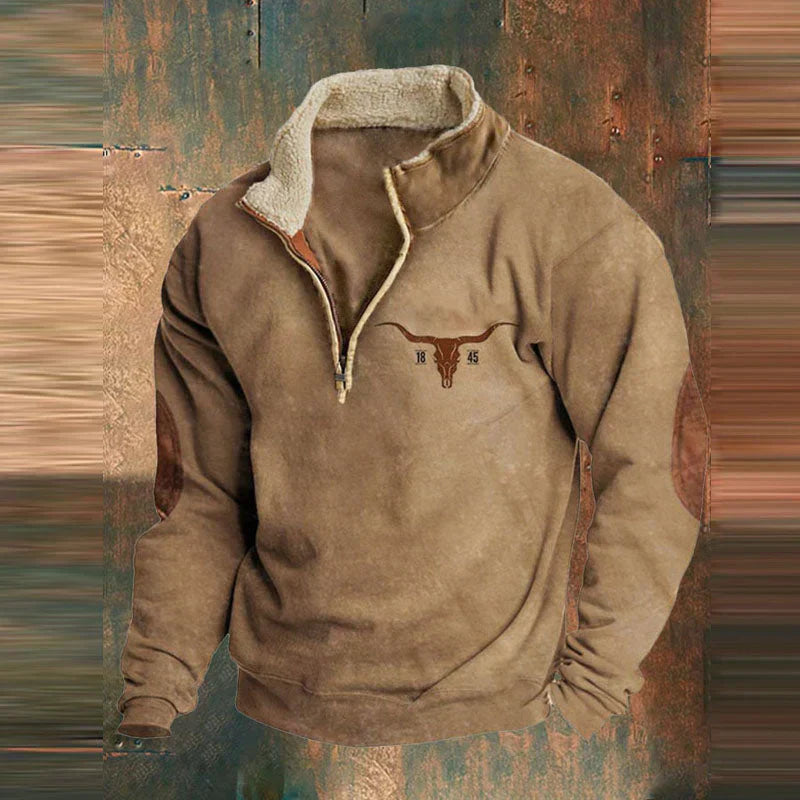 Heren Warme Winter Pullover | Aztec Mouwen, Half-Rits