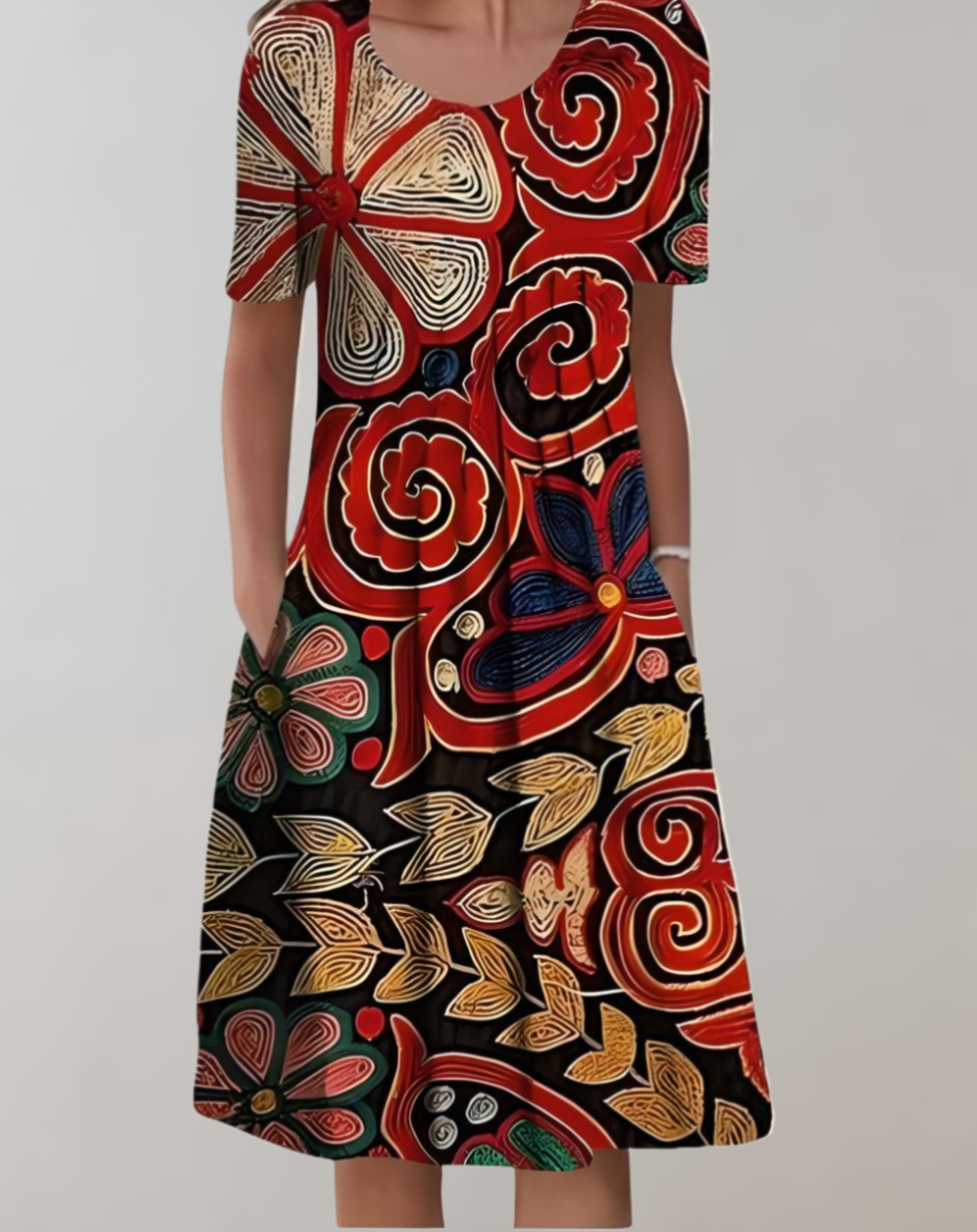 Abito estivo elegante da donna con stampa floreale | Midi