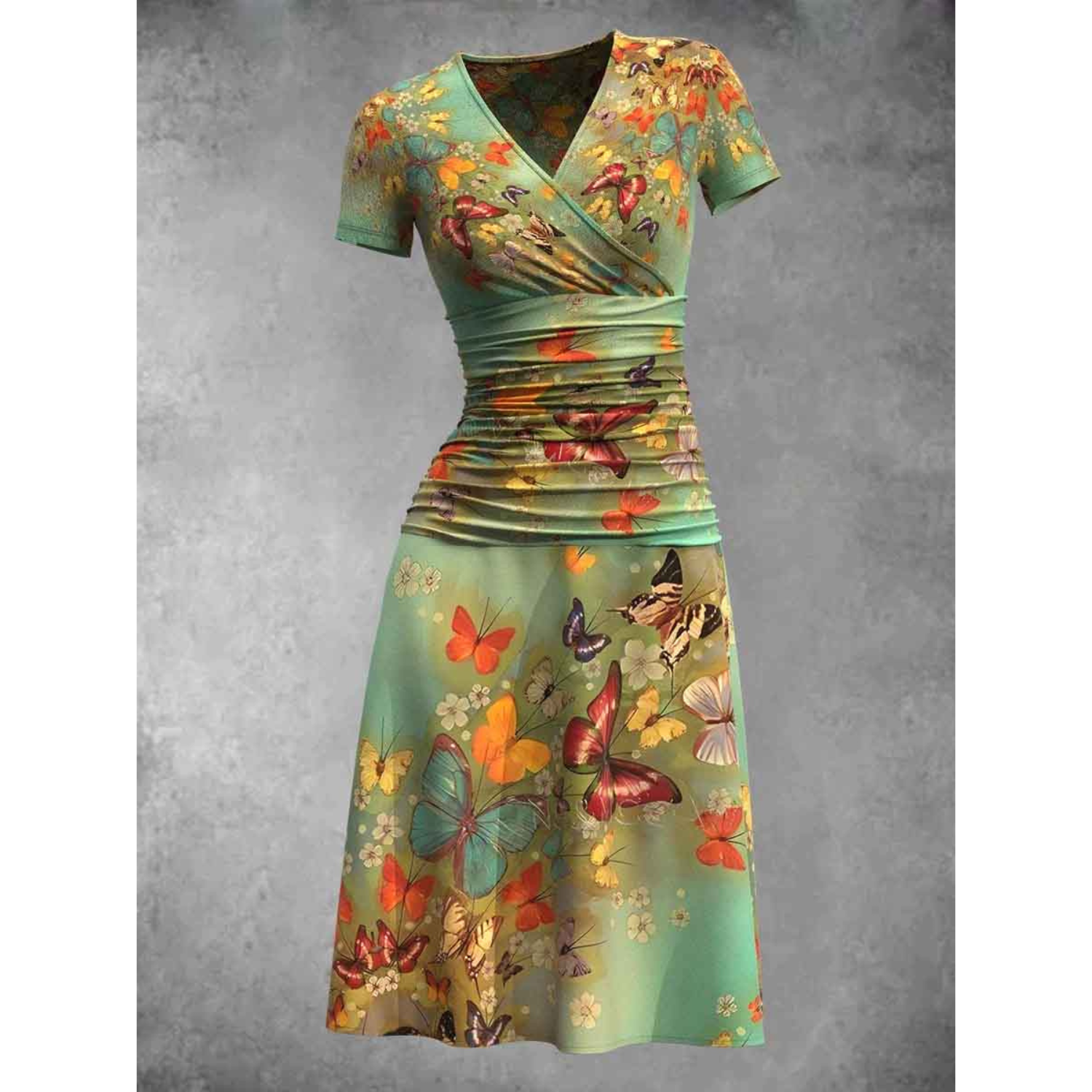 Abito estivo midi da donna con farfalla scintillante