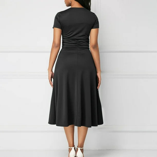 Abito avvolgente elegante da donna con cintura | Midi