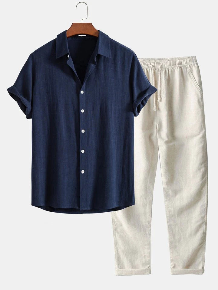 Heren Zomers Casual Set | Korte Mouwen, Luchtige Broek