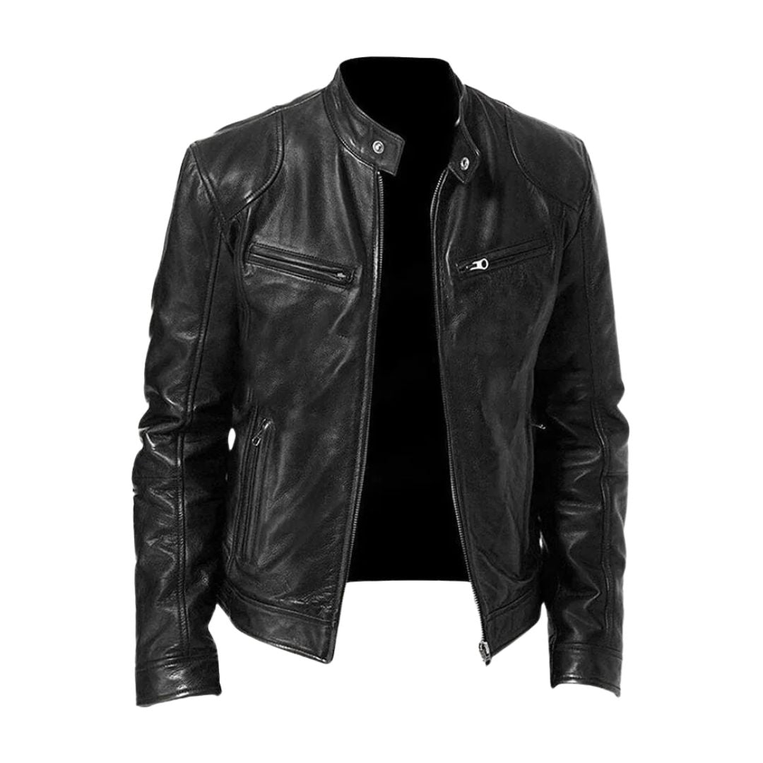 Heren vintage motorleren jas | kort oversized