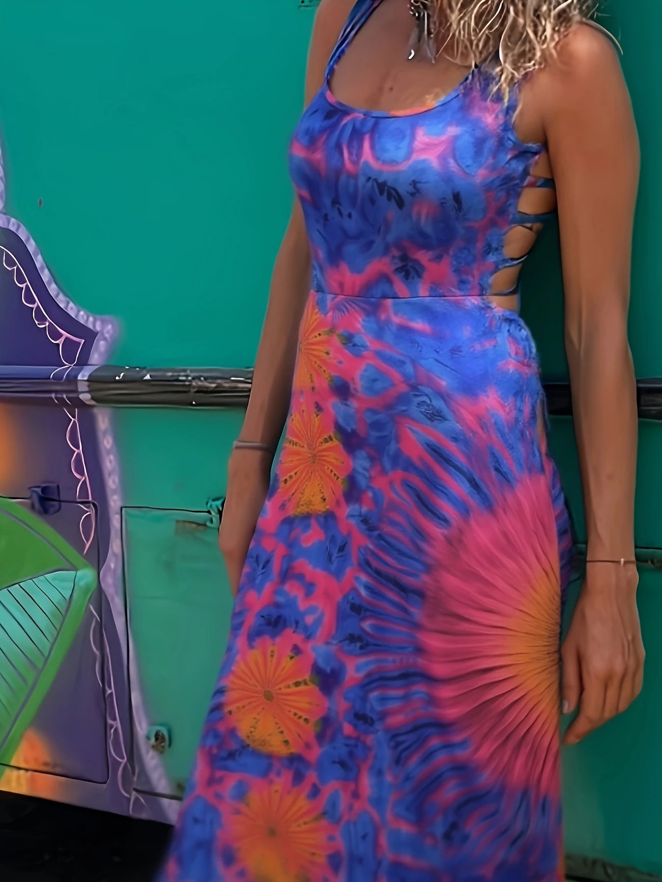 Abito estivo maxi tie-dye arioso da donna