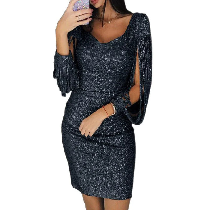 Dames Glanzende pailletten Partykleed | Mini