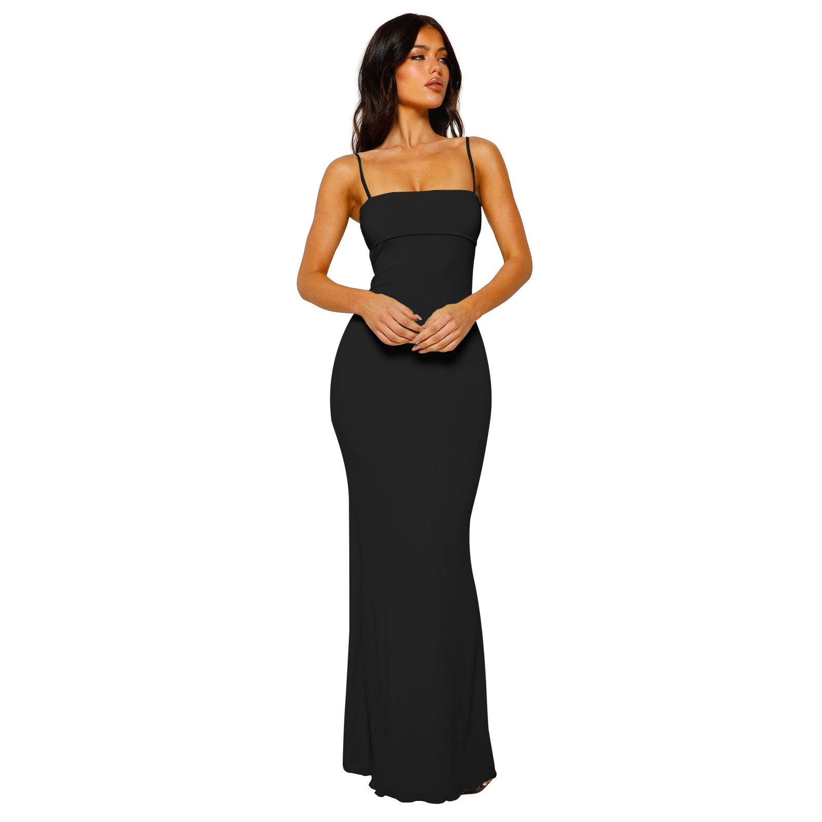 Dames Elegante avondjurk met spaghettibandjes | Maxi