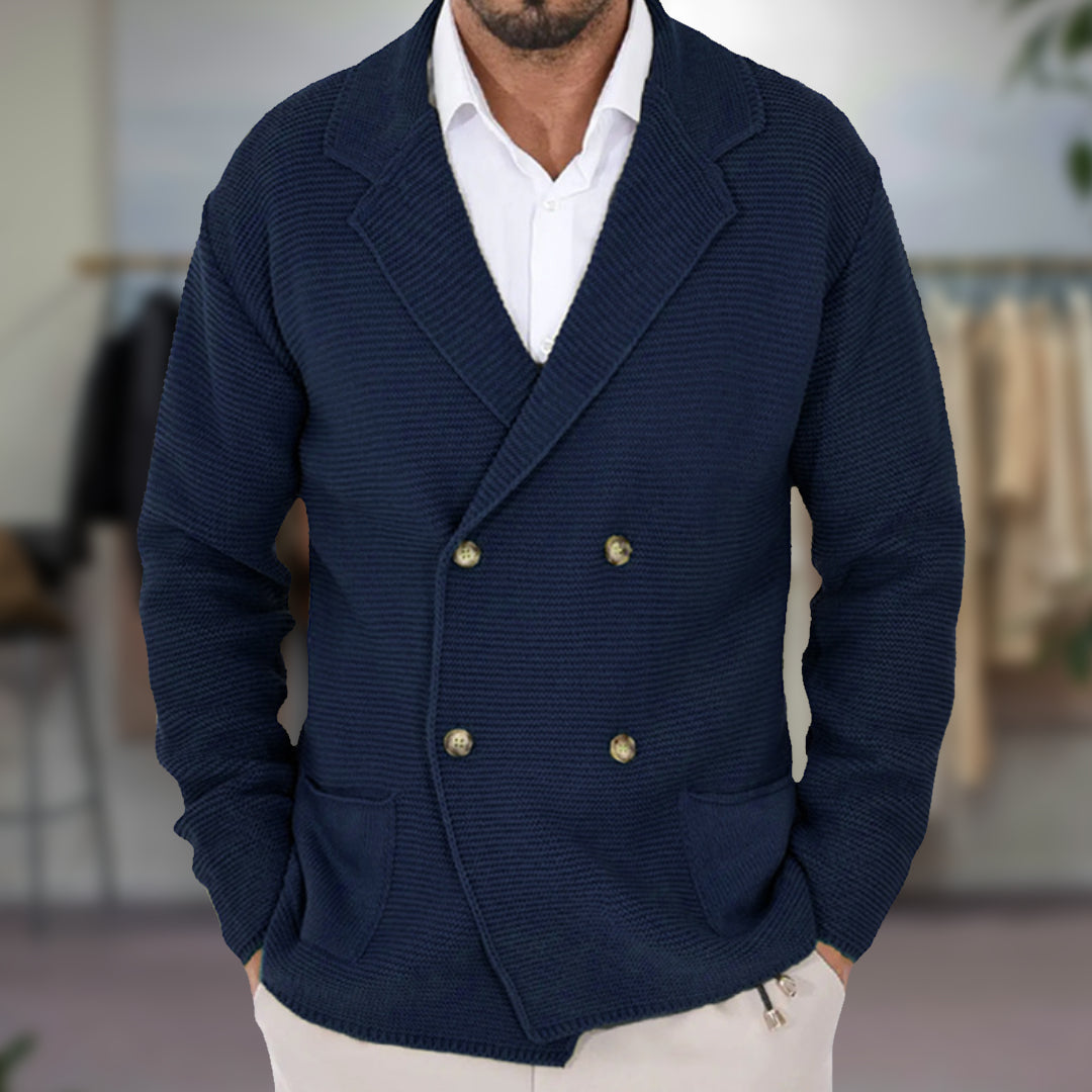 Heren Gebreide Blazer | Lang, Dubbel Knoopsluiting