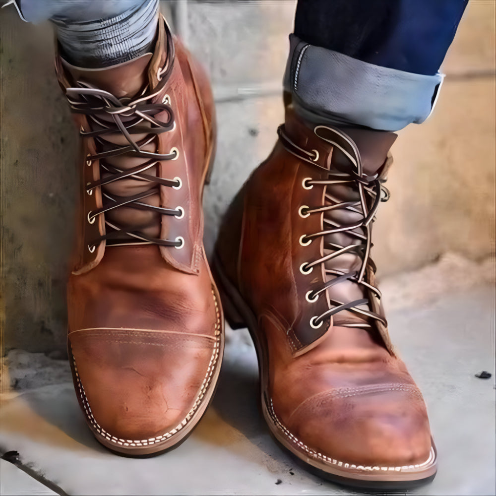 Heren Leren Veterboots – Casual Wintergevoerd