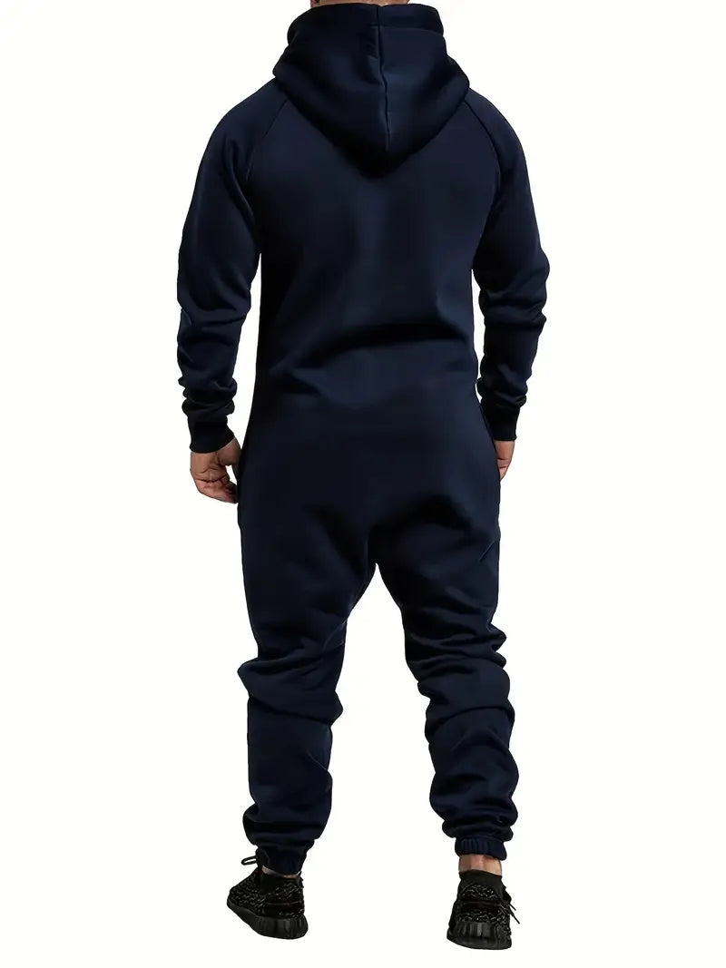 Heren comfortabele onesie trainingspak | Met capuchon ritssluiting