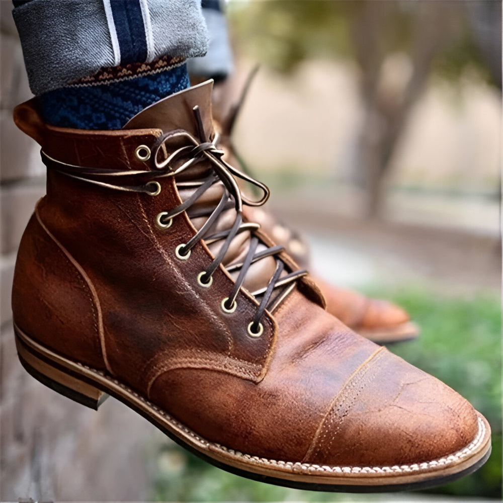 Heren Leren Veterboots – Casual Wintergevoerd