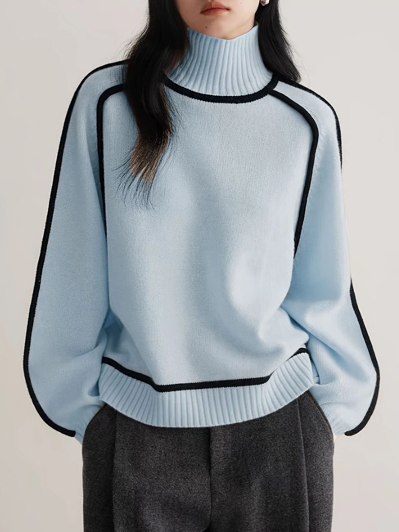 Dames Rollkraag Pullover | Lang, Strak Afgelijnd