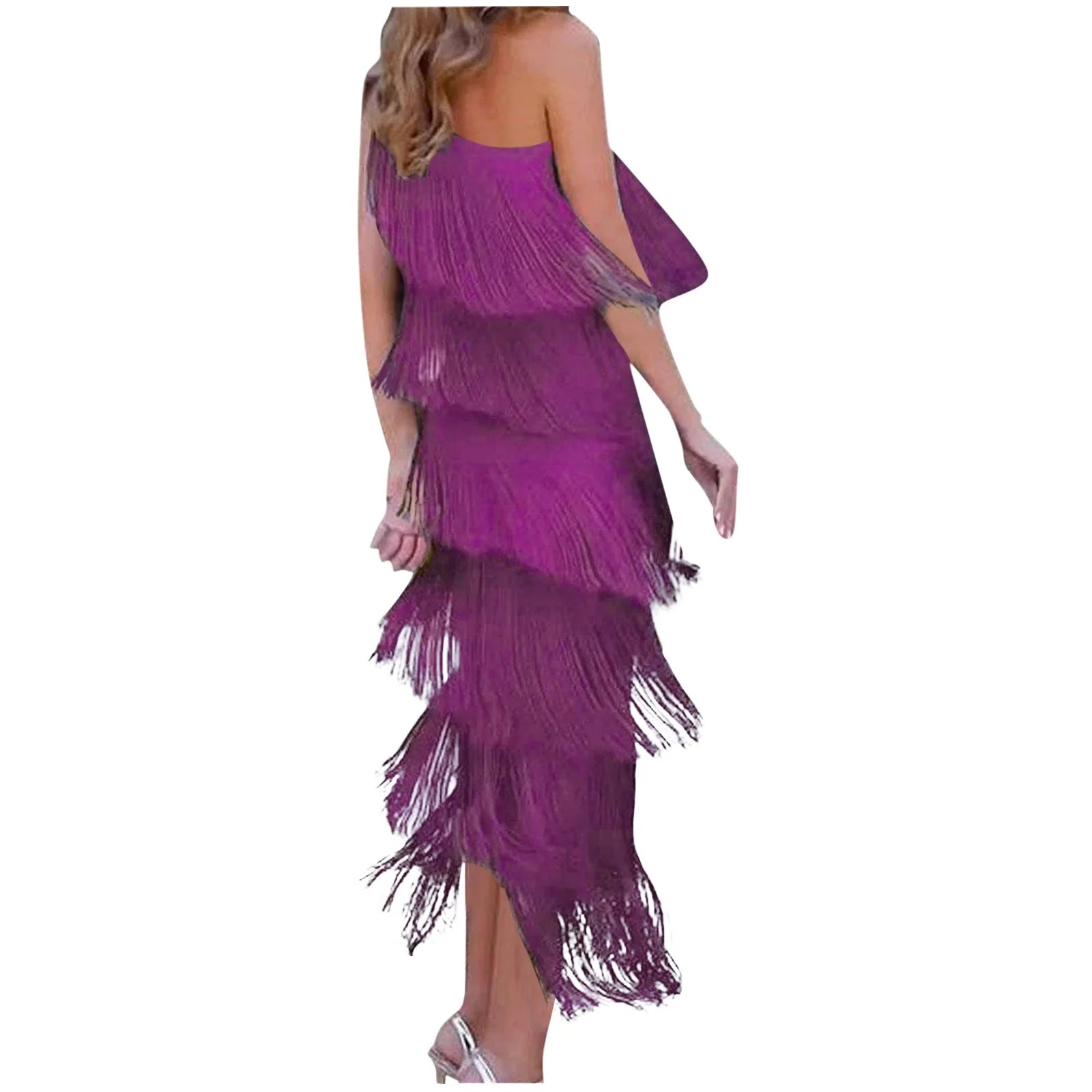 Dames Elegante avondjurk met franjes | Maxi