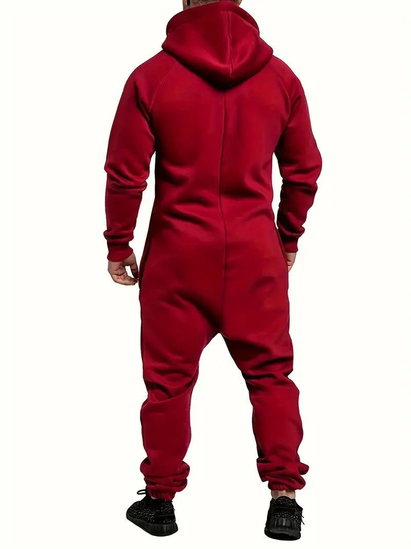 Heren comfortabele onesie trainingspak | Met capuchon ritssluiting