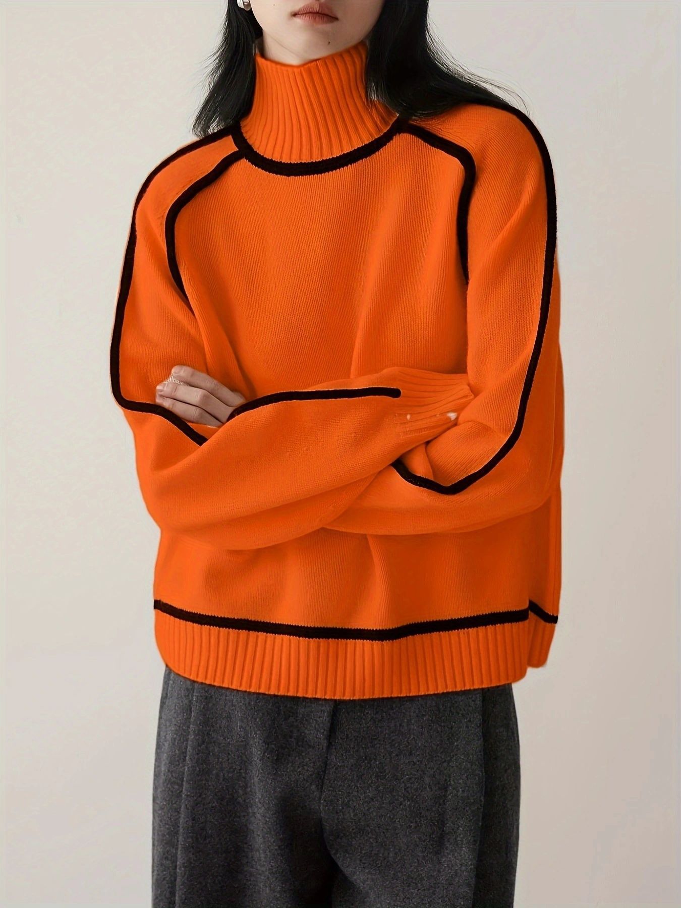 Dames Rollkraag Pullover | Lang, Strak Afgelijnd