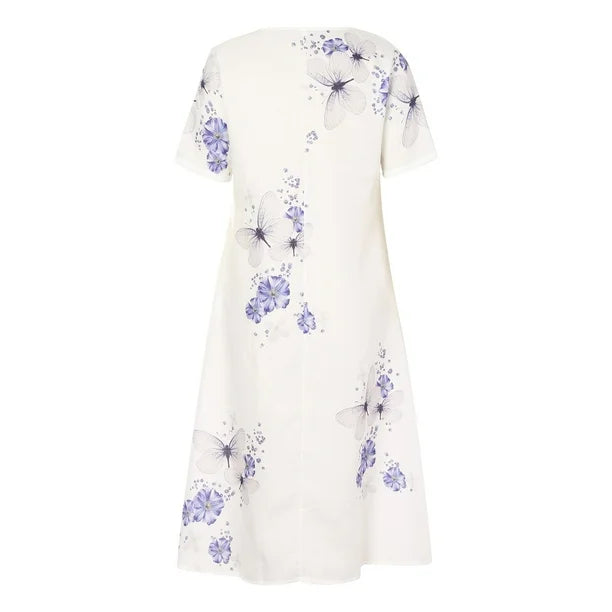 Dames Elegante Vlinderprint Zomerjurk | Midi