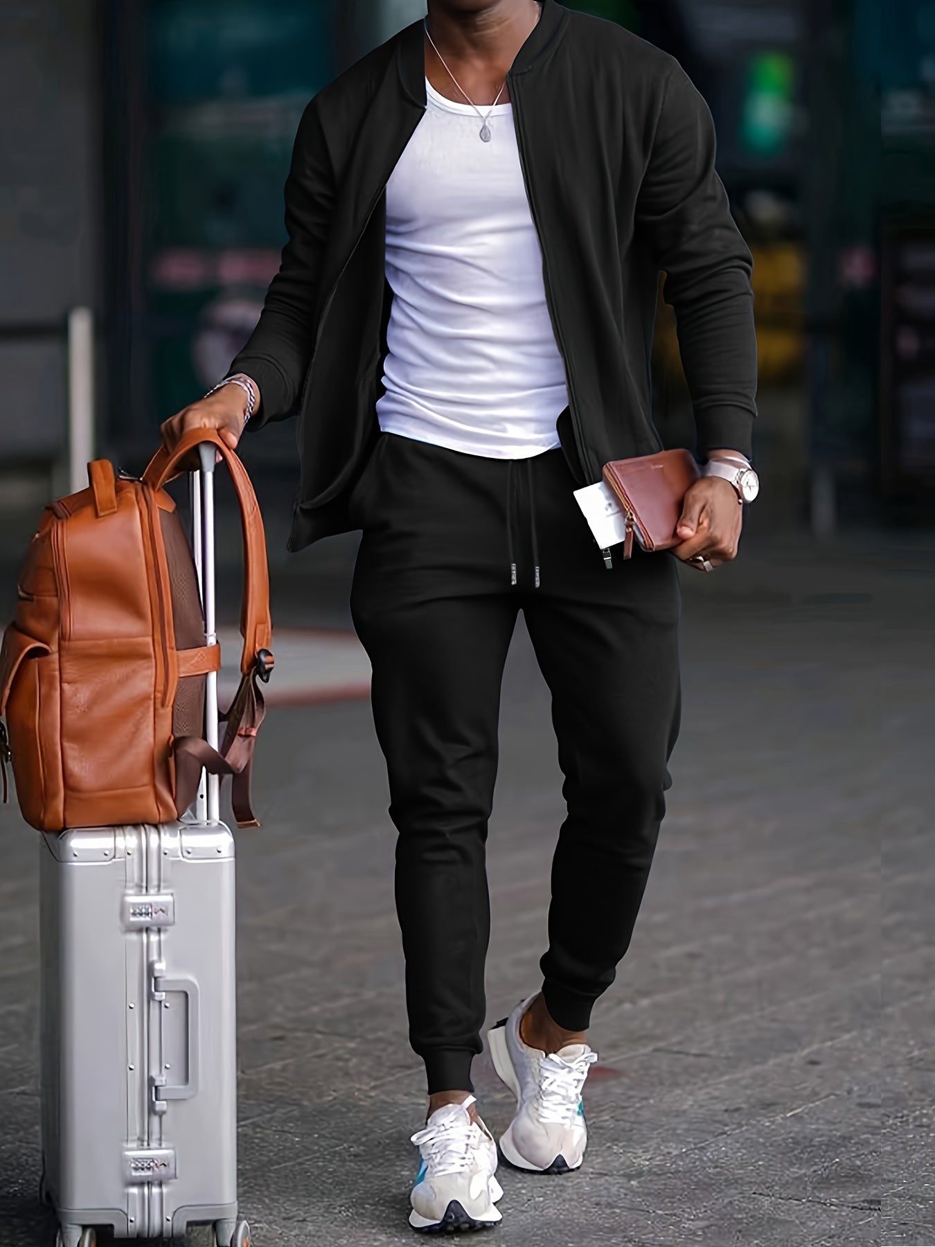 Heren slim-fit travel trainingspak | Lichtgewicht, ademend