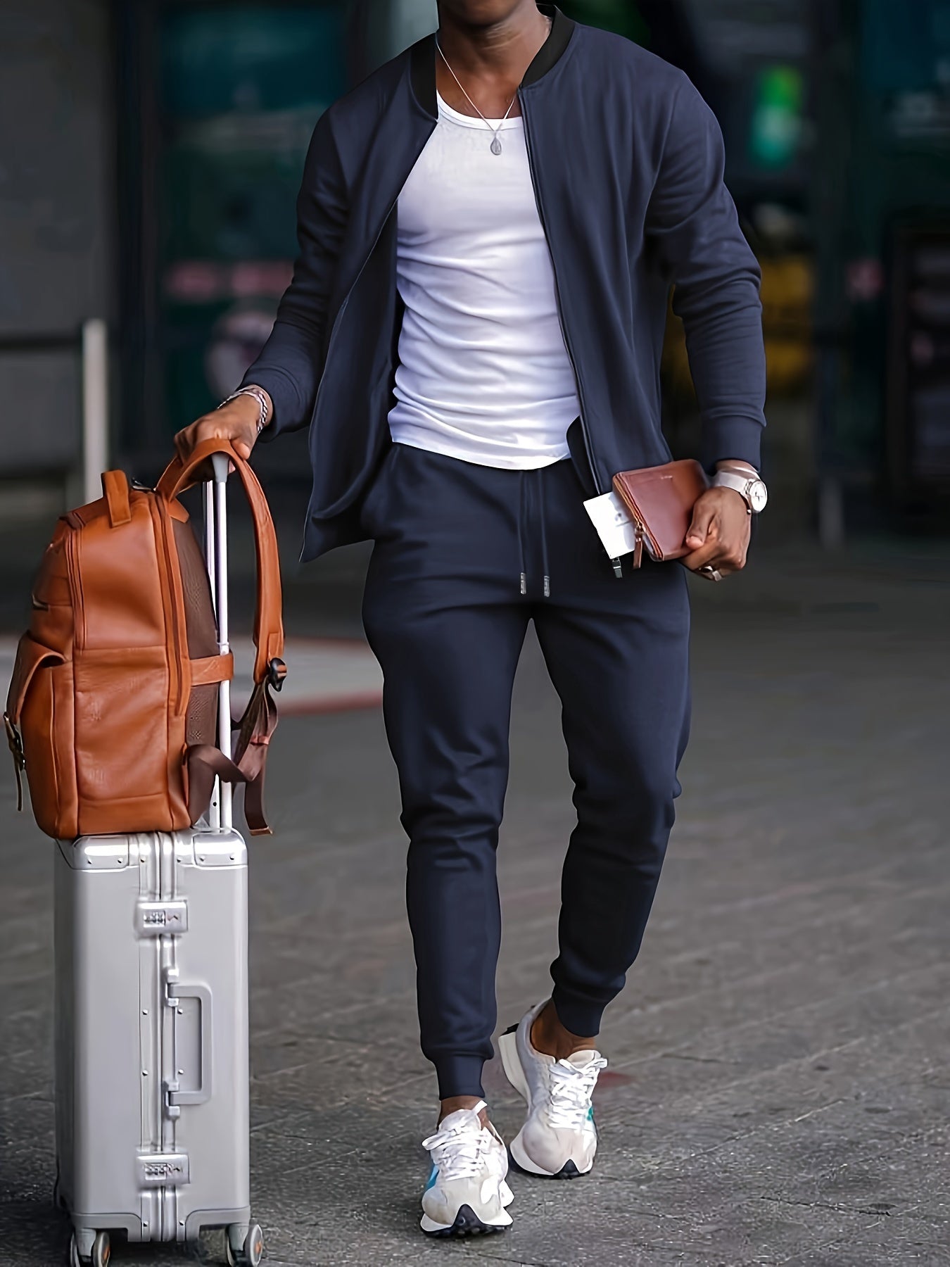 Heren slim-fit travel trainingspak | Lichtgewicht, ademend