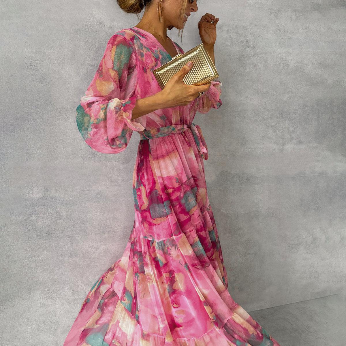 Dames Elegante Roze Zomerjurk | Maxi