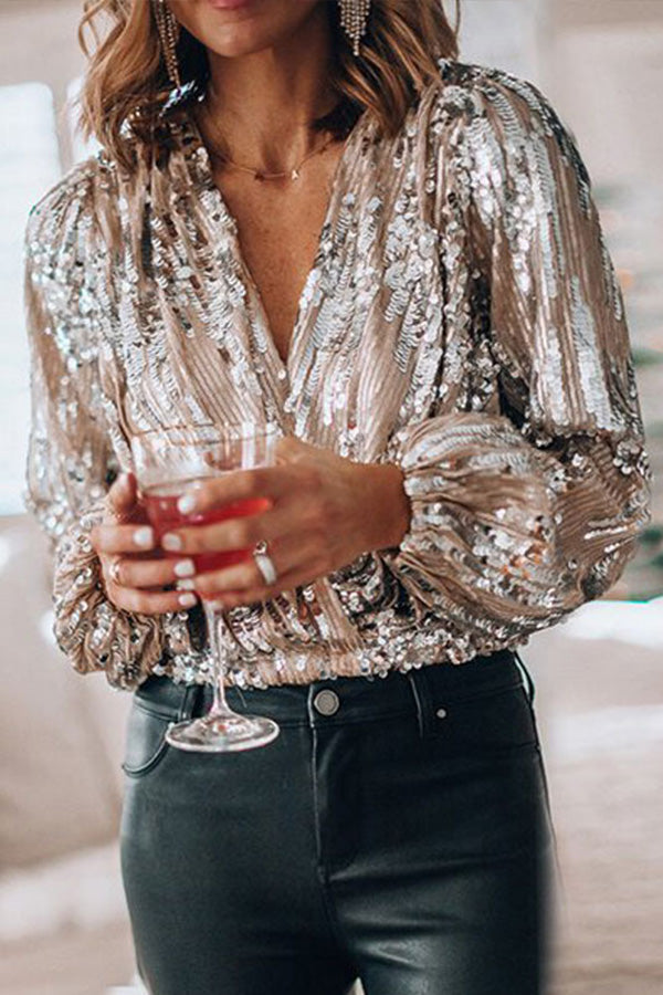 Dames Pailletten Blouse | Glitzer Party