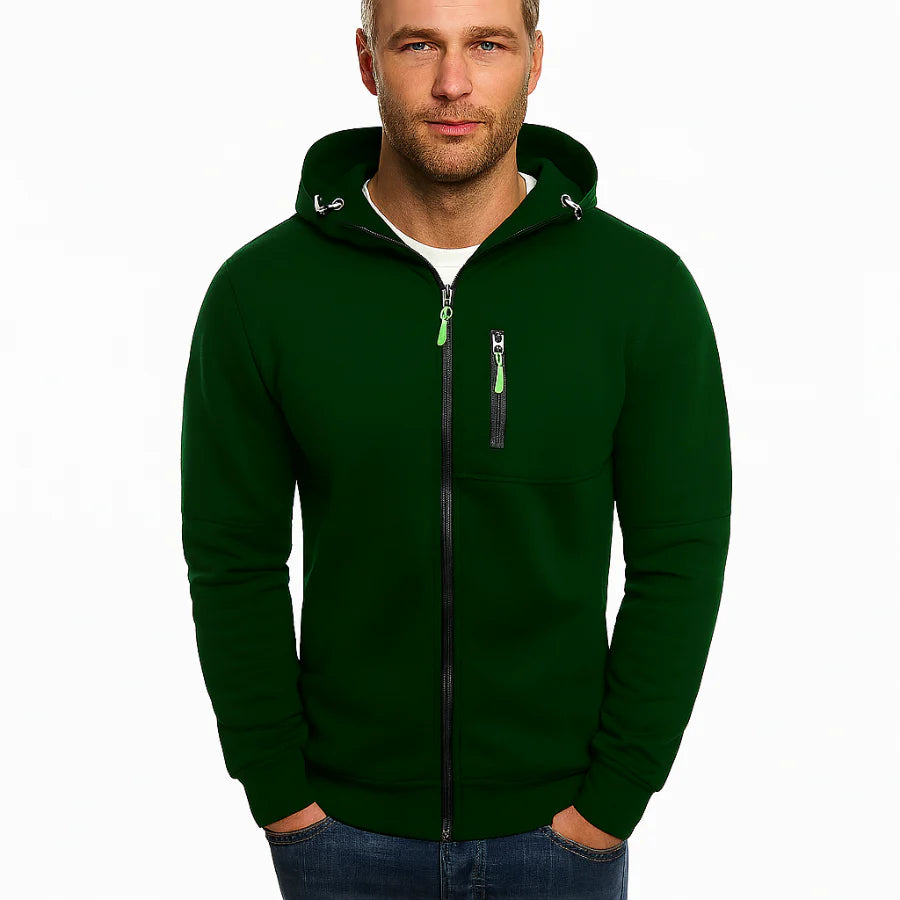 Heren sportieve hoodie met rits | Capuchon, zakken