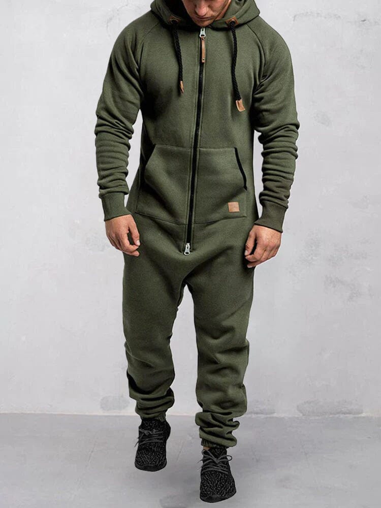 Heren comfortabele onesie trainingspak | Met capuchon ritssluiting