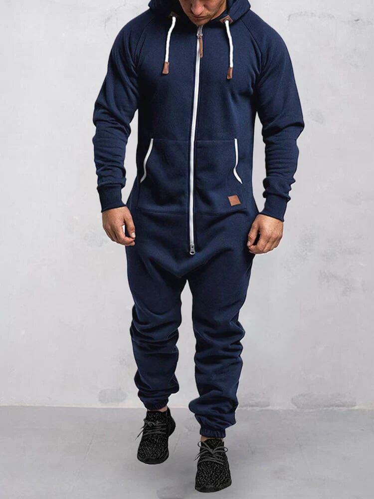 Heren comfortabele onesie trainingspak | Met capuchon ritssluiting