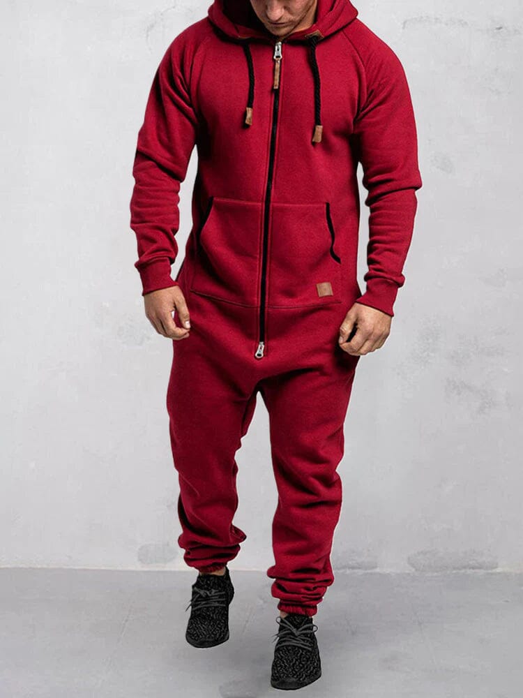 Heren comfortabele onesie trainingspak | Met capuchon ritssluiting