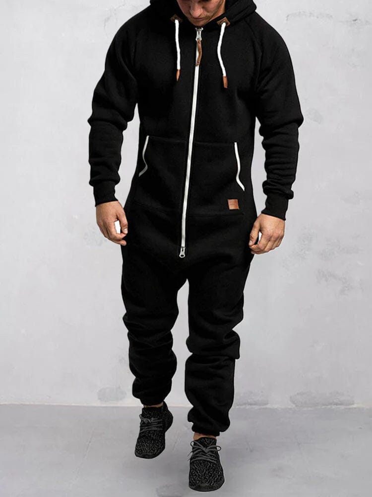 Heren comfortabele onesie trainingspak | Met capuchon ritssluiting
