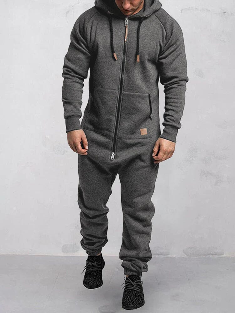 Heren comfortabele onesie trainingspak | Met capuchon ritssluiting