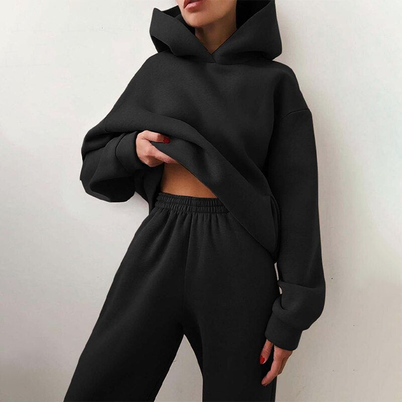 Dames comfortabele trainingspak set | Zachte hoodie elastische taille