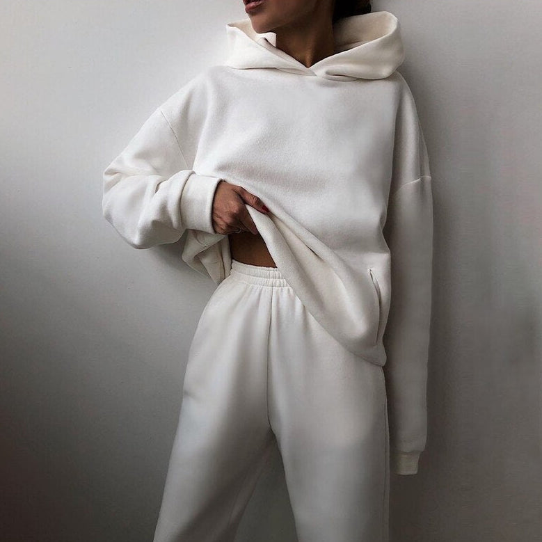 Dames comfortabele trainingspak set | Zachte hoodie elastische taille