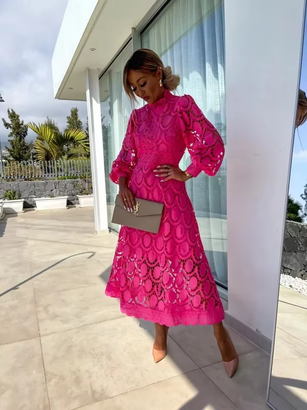 Abito Estivo Elegante Rosa per Donne | Midi