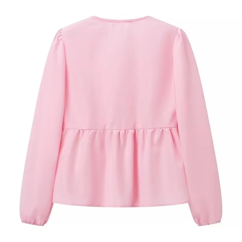 Dames Witte Blouse | Strik Lange Mouwen