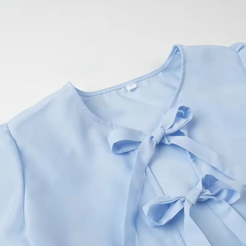 Dames Witte Blouse | Strik Lange Mouwen