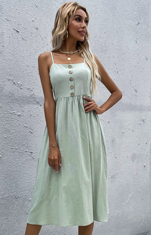 Abito midi elegante da donna | Estate & bottoni