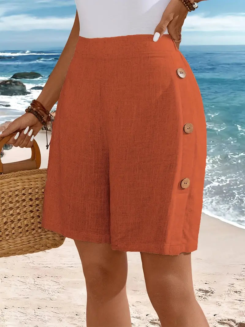 Damen Leichte Sommer Shorts | Kurz, Knopf