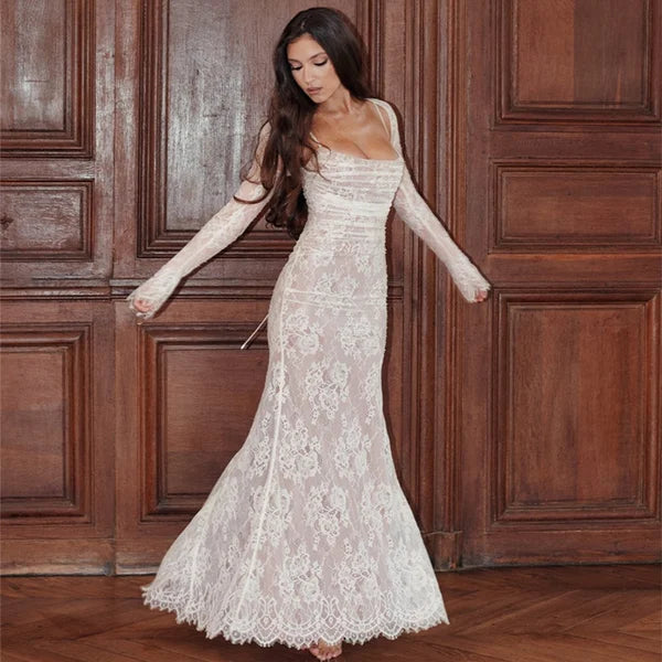 Dames Elegante kanten avondjurk | Maxi