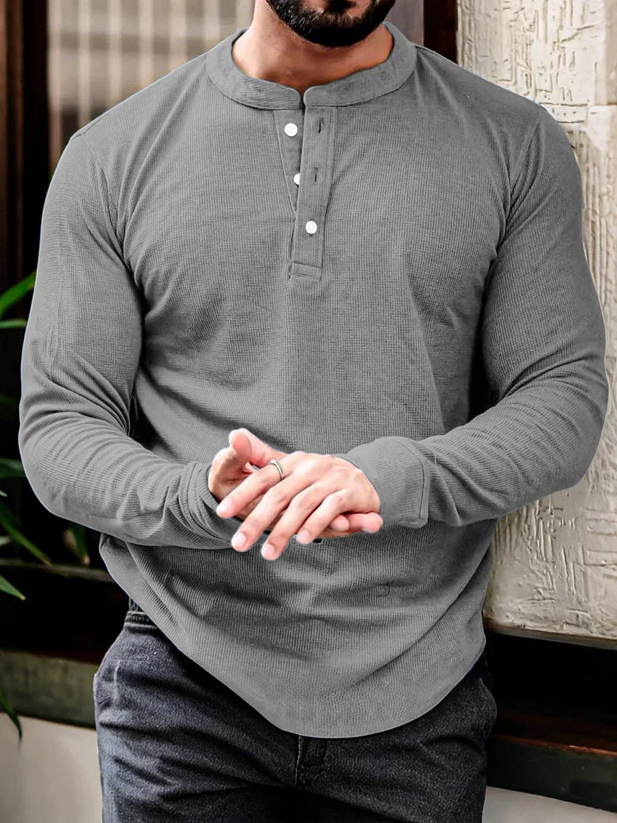 Heren Pullover T-shirt | Opstaande Kraag