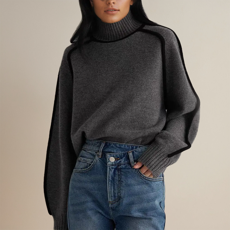 Dames Rollkraag Pullover | Lang, Strak Afgelijnd