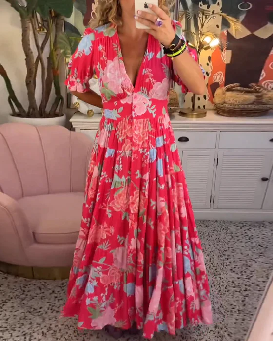 Isabella | Abito Estivo Elegante con Fiori per Donne | Maxi