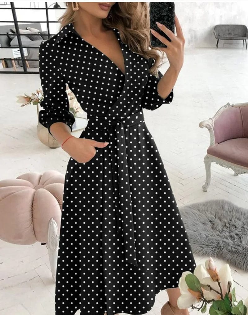 Julia | Abito da Sera Elegante a Pois per Donne | Midi