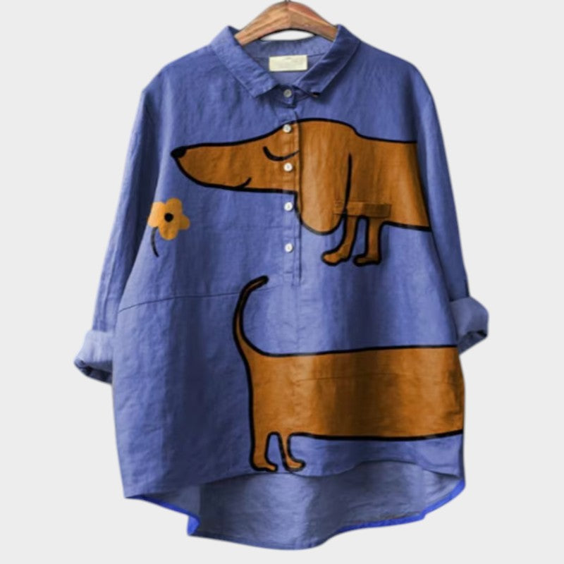 Dames casual lange blouse | cartoonprint tuniek top