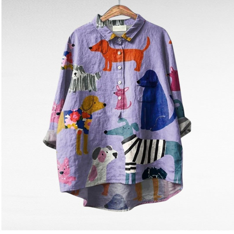 Dames casual lange blouse | cartoonprint tuniek top