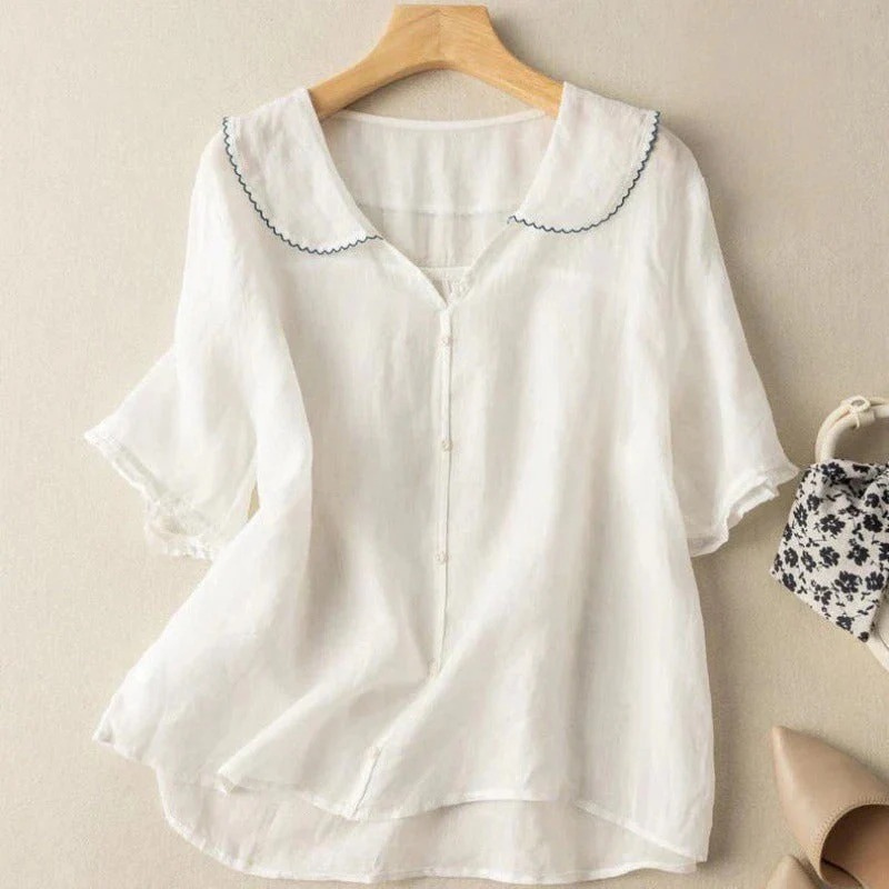 Dames elegante linnen blouse | zomerse top luchtig