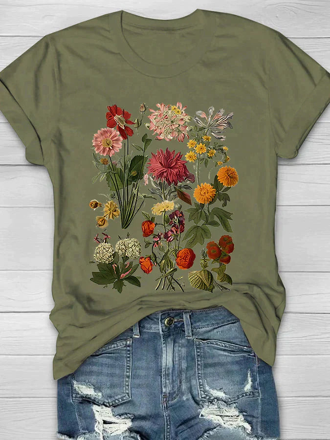Dames Zomerse Bedrukte T-shirt | Korte Mouwen, Bloemenprint