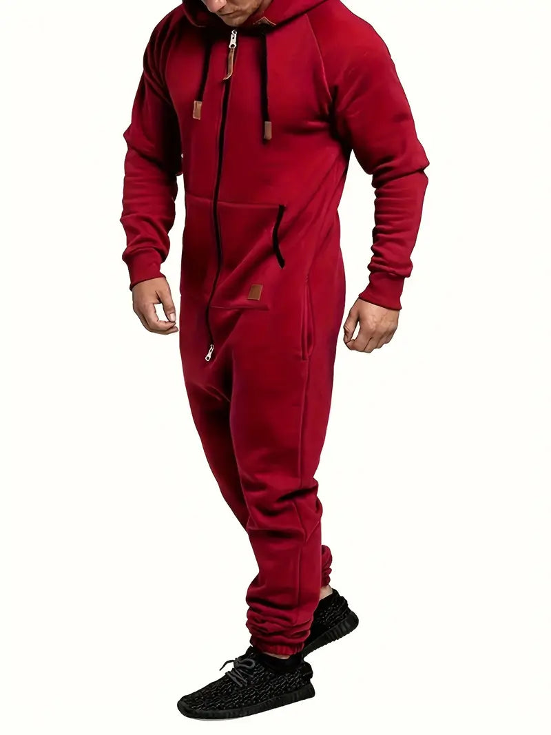 Heren comfortabele onesie trainingspak | Met capuchon ritssluiting