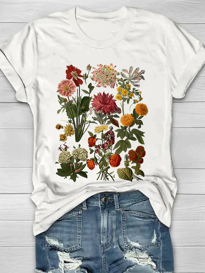 Dames Zomerse Bedrukte T-shirt | Korte Mouwen, Bloemenprint