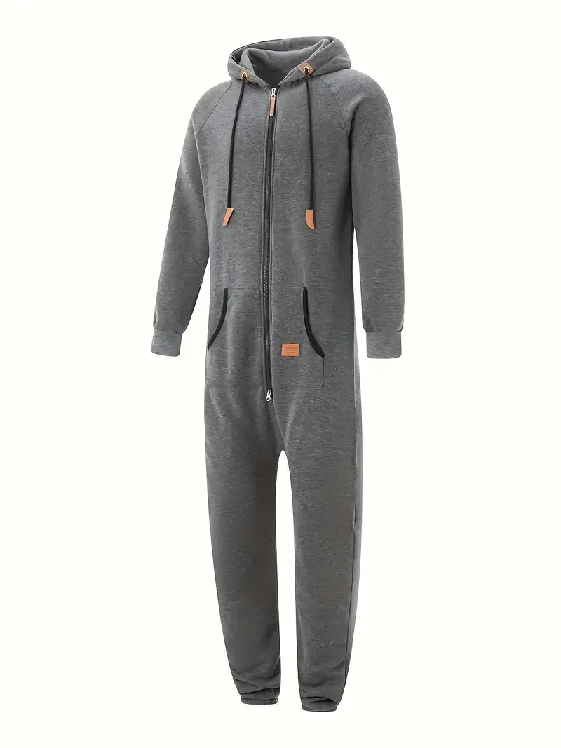 Heren comfortabele onesie trainingspak | Met capuchon ritssluiting