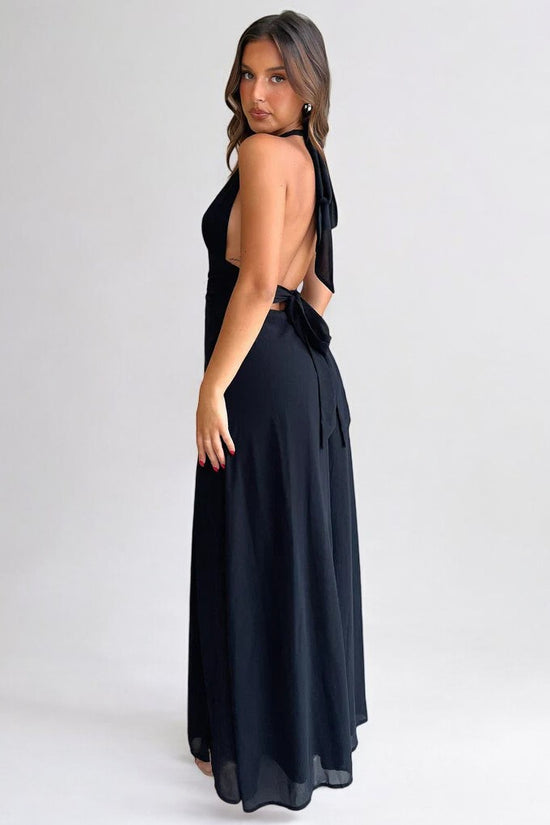 Abito estivo elegante da donna con collo all'americana e spacco alto | Maxi